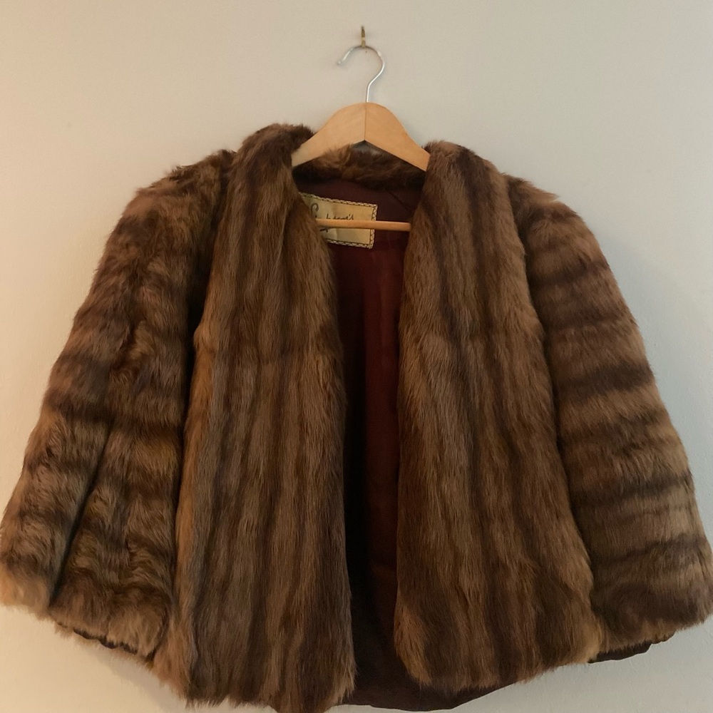 Authentic Fur Stole Cape Style Over Shoulder Jacket Simpson’s Salon Vintage HBC